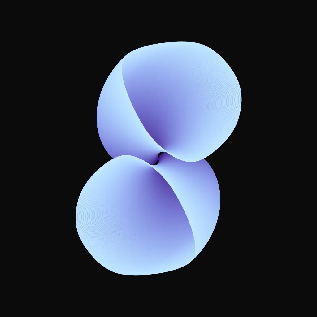 Two light purple blue shells slightly-twisted around each other