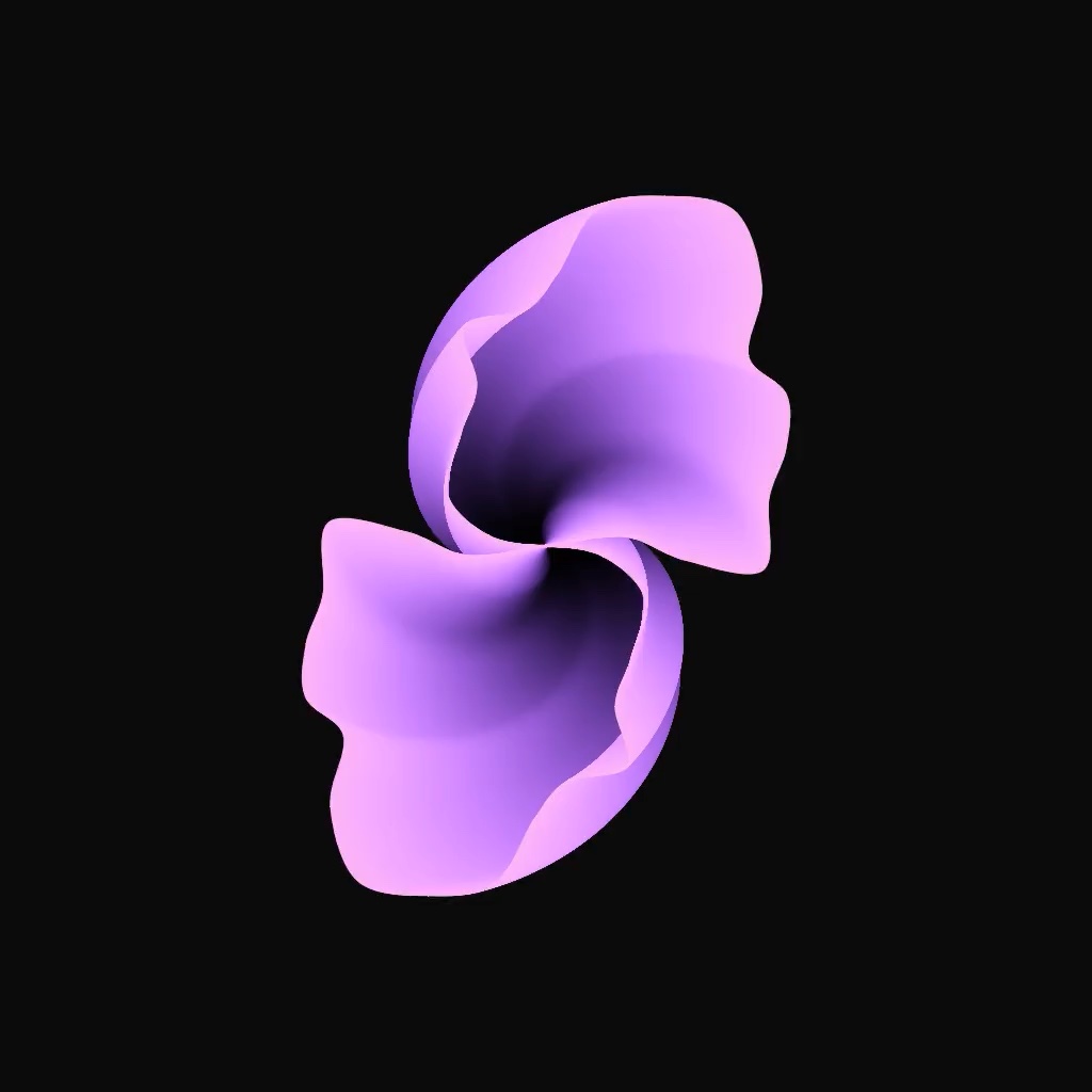 Two flowery curly purple petals slightly-twisted around each other