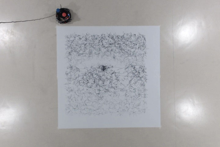 Minus E next to its finished drawing of Clay Shirky's Eye